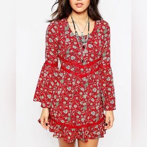 ASOS Band of Gypsies Bell Sleeve Dress Hippie Western Cowgirls Boho Style size M